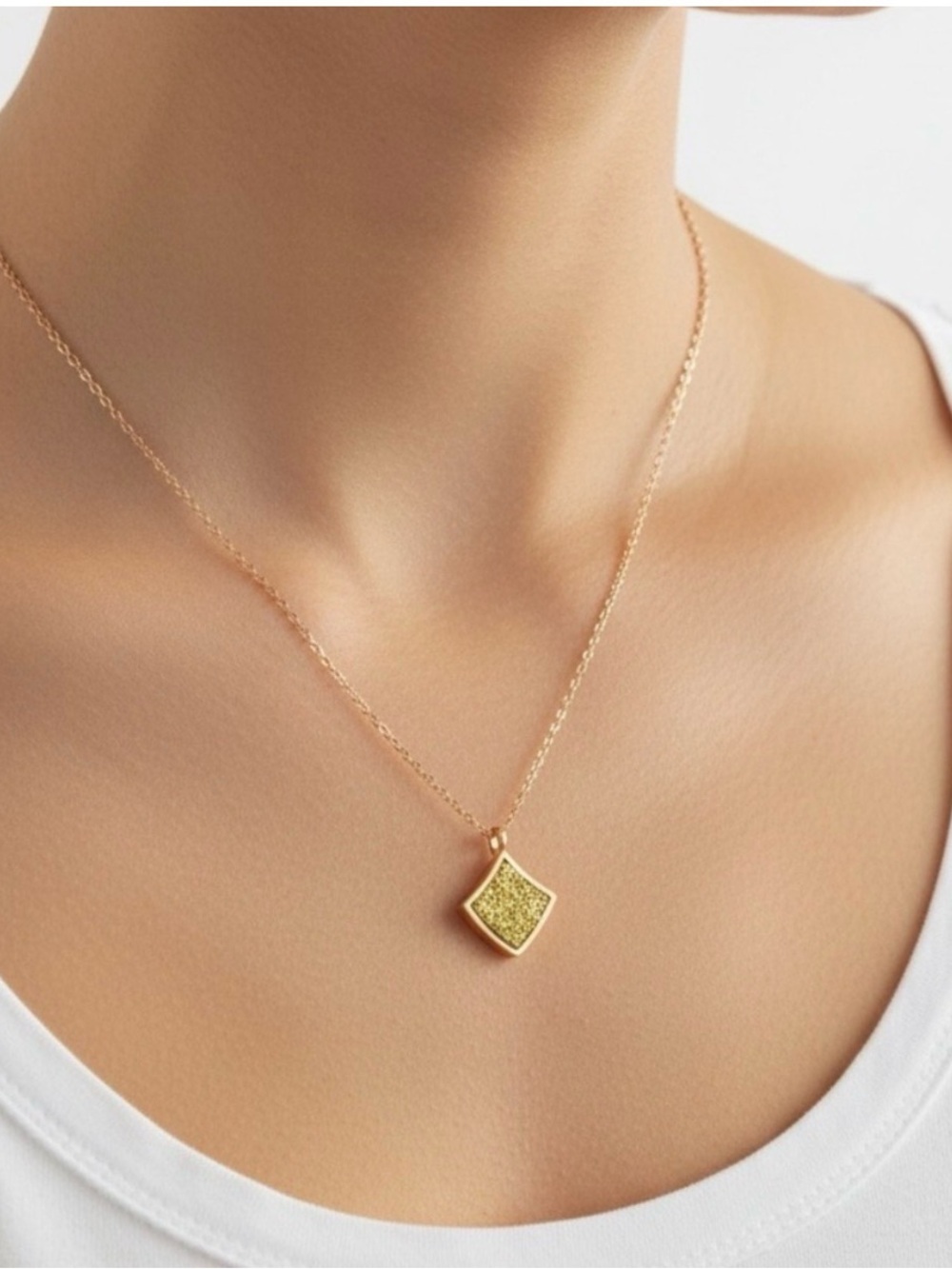 Green Druzy Pendant Necklace